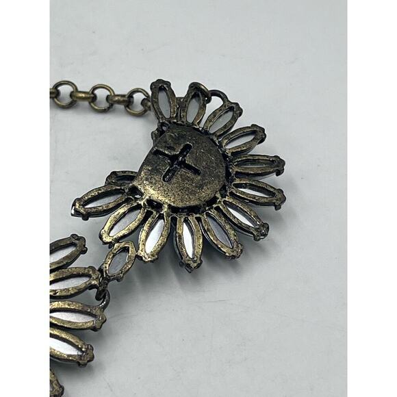 J. Crew Silver Tone Shades of Green Rhinestones Chain Clustered Necklace - Picture 11 of 16